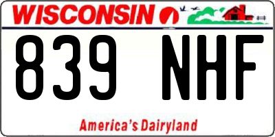 WI license plate 839NHF