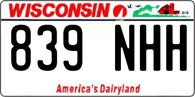 WI license plate 839NHH