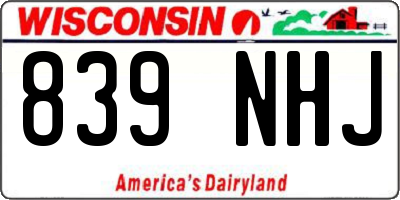 WI license plate 839NHJ