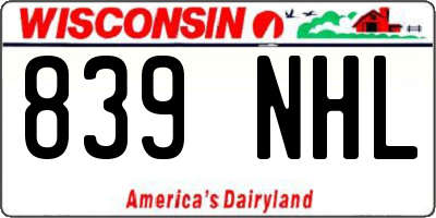 WI license plate 839NHL