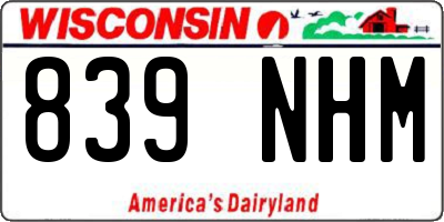 WI license plate 839NHM