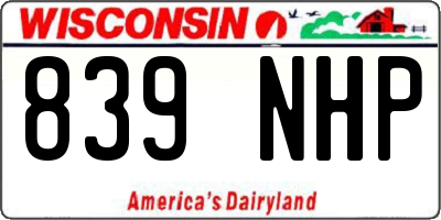 WI license plate 839NHP
