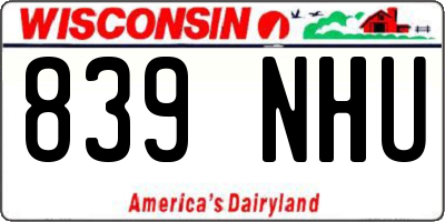 WI license plate 839NHU