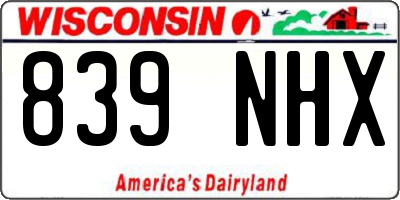 WI license plate 839NHX
