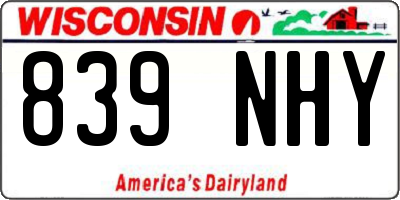 WI license plate 839NHY