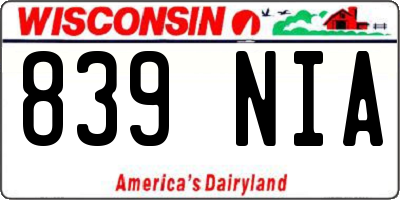 WI license plate 839NIA