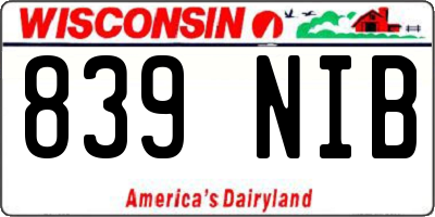 WI license plate 839NIB