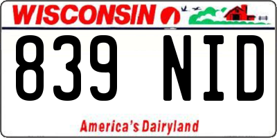 WI license plate 839NID