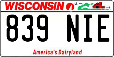 WI license plate 839NIE