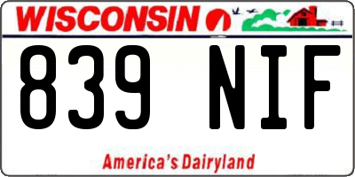 WI license plate 839NIF