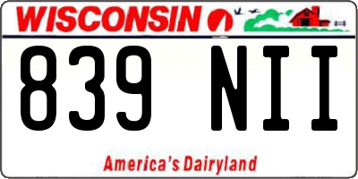 WI license plate 839NII