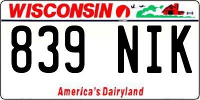 WI license plate 839NIK