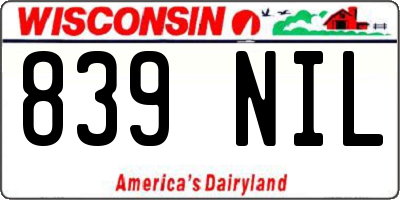 WI license plate 839NIL