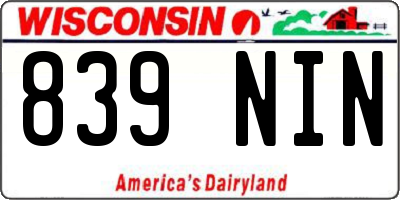 WI license plate 839NIN