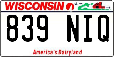 WI license plate 839NIQ