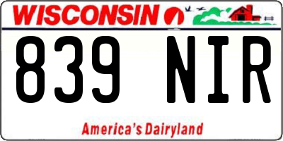 WI license plate 839NIR