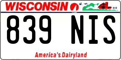 WI license plate 839NIS