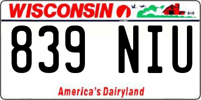 WI license plate 839NIU