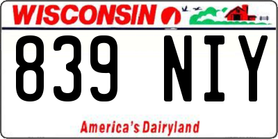 WI license plate 839NIY