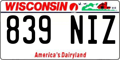 WI license plate 839NIZ