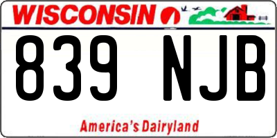 WI license plate 839NJB