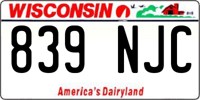 WI license plate 839NJC