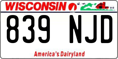WI license plate 839NJD