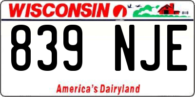 WI license plate 839NJE