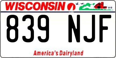 WI license plate 839NJF