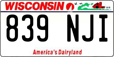 WI license plate 839NJI
