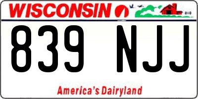 WI license plate 839NJJ
