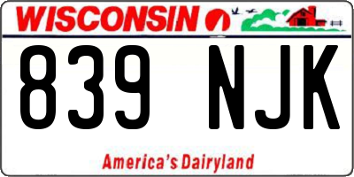 WI license plate 839NJK