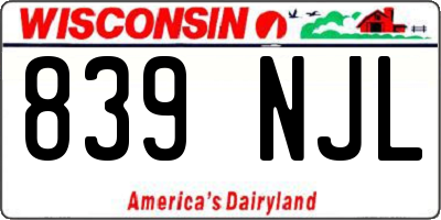 WI license plate 839NJL