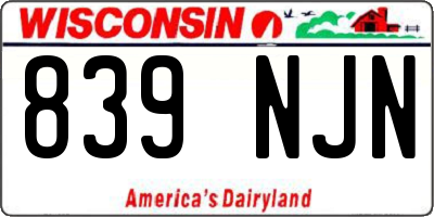 WI license plate 839NJN