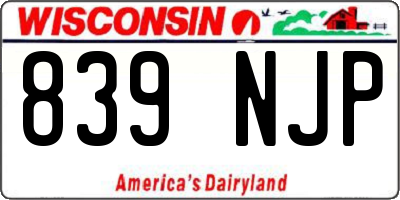 WI license plate 839NJP