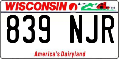 WI license plate 839NJR