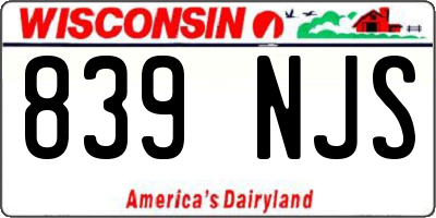 WI license plate 839NJS