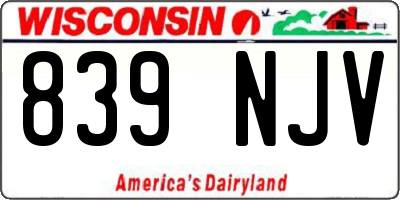 WI license plate 839NJV