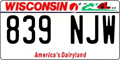 WI license plate 839NJW