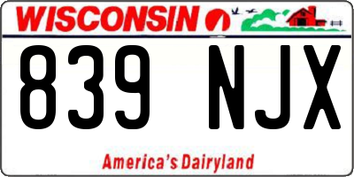 WI license plate 839NJX
