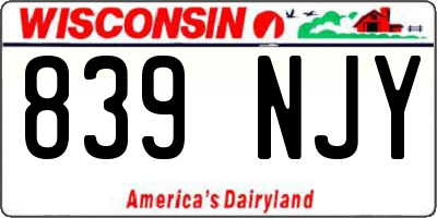 WI license plate 839NJY