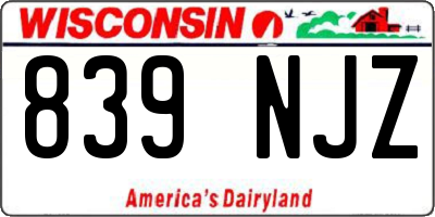 WI license plate 839NJZ