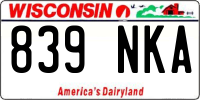 WI license plate 839NKA