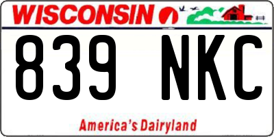 WI license plate 839NKC