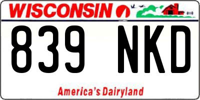 WI license plate 839NKD