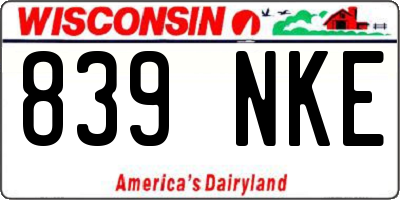 WI license plate 839NKE