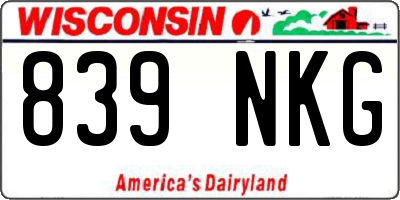 WI license plate 839NKG