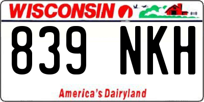 WI license plate 839NKH