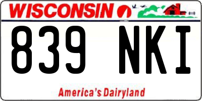 WI license plate 839NKI