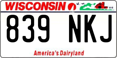 WI license plate 839NKJ